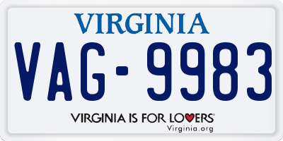 VA license plate VAG9983