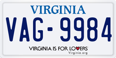VA license plate VAG9984