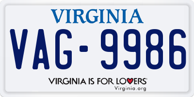 VA license plate VAG9986