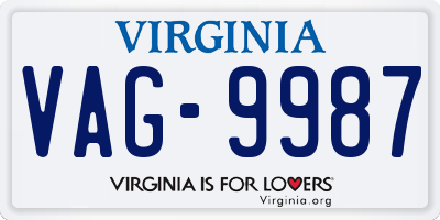 VA license plate VAG9987
