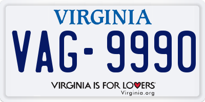 VA license plate VAG9990