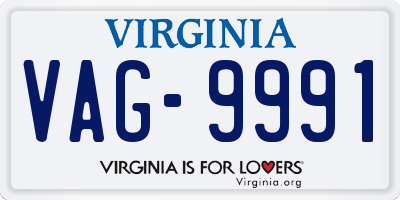 VA license plate VAG9991