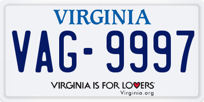 VA license plate VAG9997
