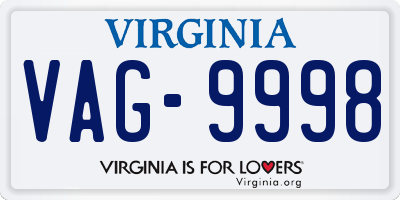 VA license plate VAG9998