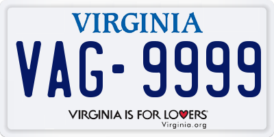 VA license plate VAG9999