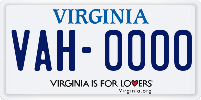 VA license plate VAH0000