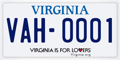 VA license plate VAH0001