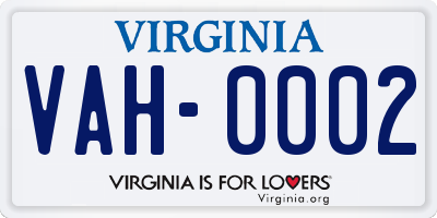 VA license plate VAH0002