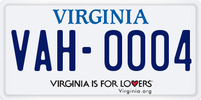 VA license plate VAH0004