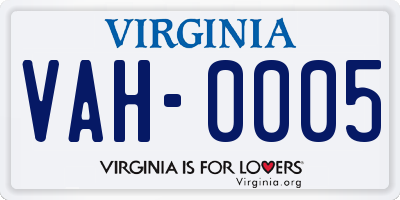 VA license plate VAH0005