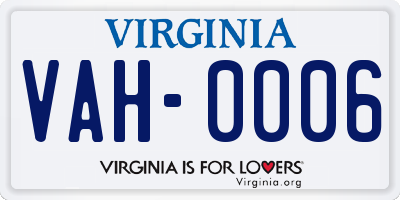 VA license plate VAH0006