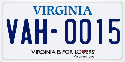 VA license plate VAH0015