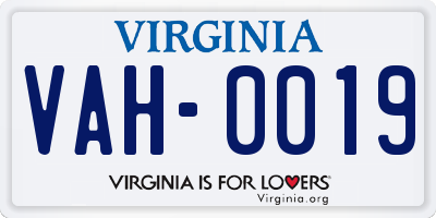 VA license plate VAH0019