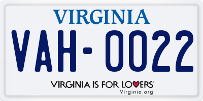 VA license plate VAH0022