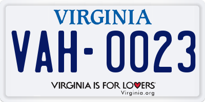 VA license plate VAH0023