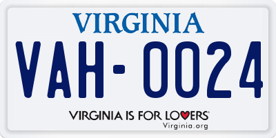 VA license plate VAH0024