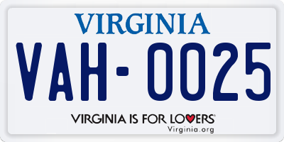 VA license plate VAH0025