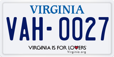 VA license plate VAH0027