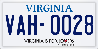 VA license plate VAH0028