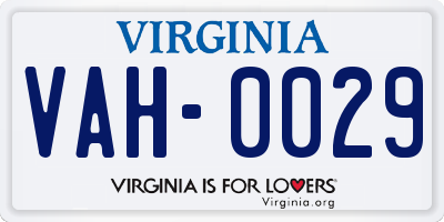VA license plate VAH0029
