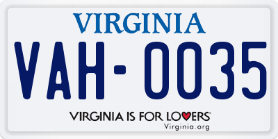 VA license plate VAH0035