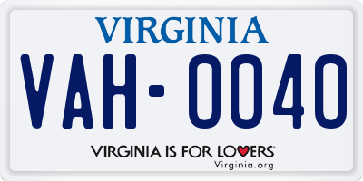 VA license plate VAH0040