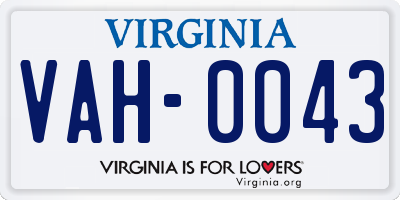 VA license plate VAH0043