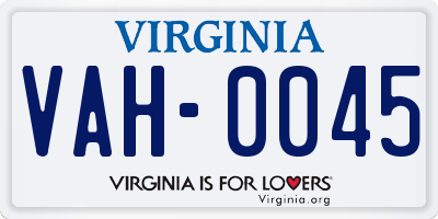 VA license plate VAH0045