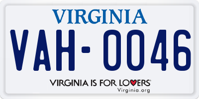 VA license plate VAH0046