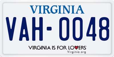 VA license plate VAH0048