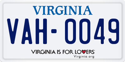 VA license plate VAH0049