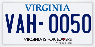 VA license plate VAH0050