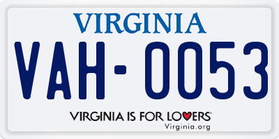 VA license plate VAH0053