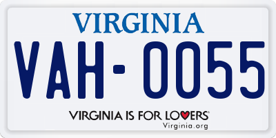 VA license plate VAH0055
