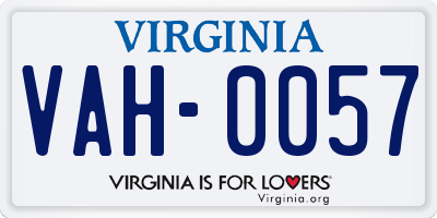 VA license plate VAH0057