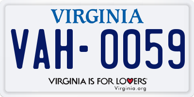 VA license plate VAH0059