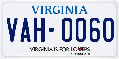 VA license plate VAH0060