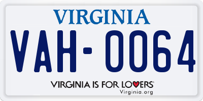 VA license plate VAH0064