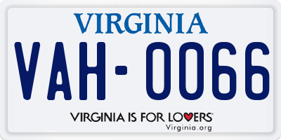 VA license plate VAH0066