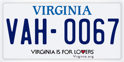 VA license plate VAH0067