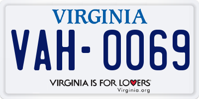 VA license plate VAH0069