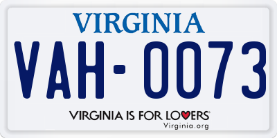 VA license plate VAH0073