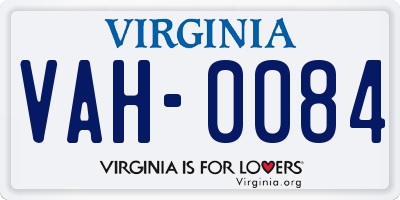 VA license plate VAH0084