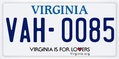 VA license plate VAH0085