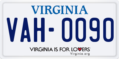 VA license plate VAH0090