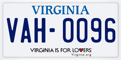 VA license plate VAH0096