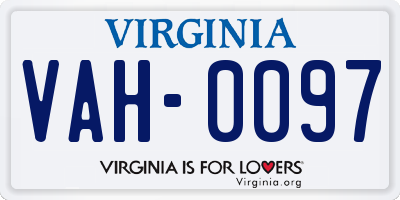 VA license plate VAH0097