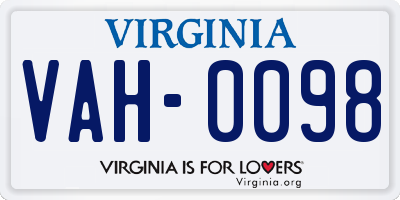 VA license plate VAH0098