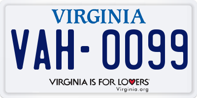 VA license plate VAH0099
