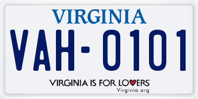 VA license plate VAH0101